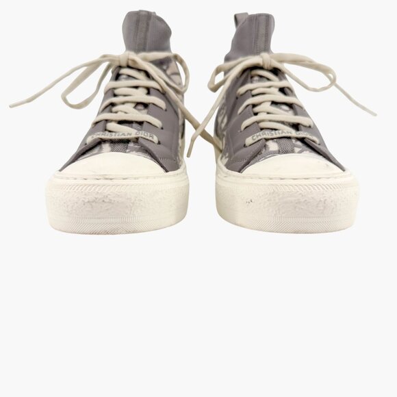 Dior Walk'n'Dior High Top Sneakers Size 39 US 9 Women's Gray Oblique Logo Sock - Picture 4 of 12